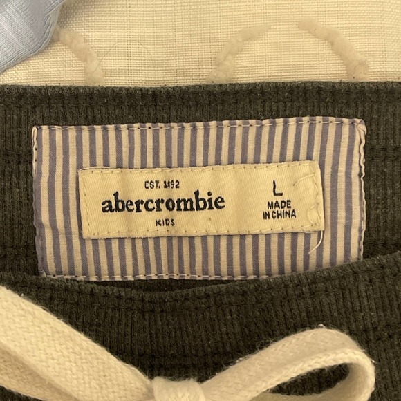 Abercrombie Kids Grey Sweatpants Size Large Pink Textured Logo on front Preowned - Picture 4 of 9